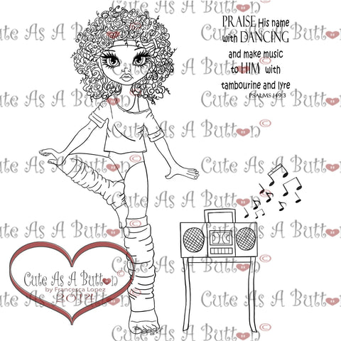 Cute As A Button Digistamps IMG00112 Flashdance Digi Stamp