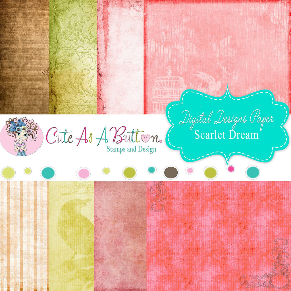 DP00004 Scarlet Dream Digital Papers 6x6 by Cute As A Button Stamps