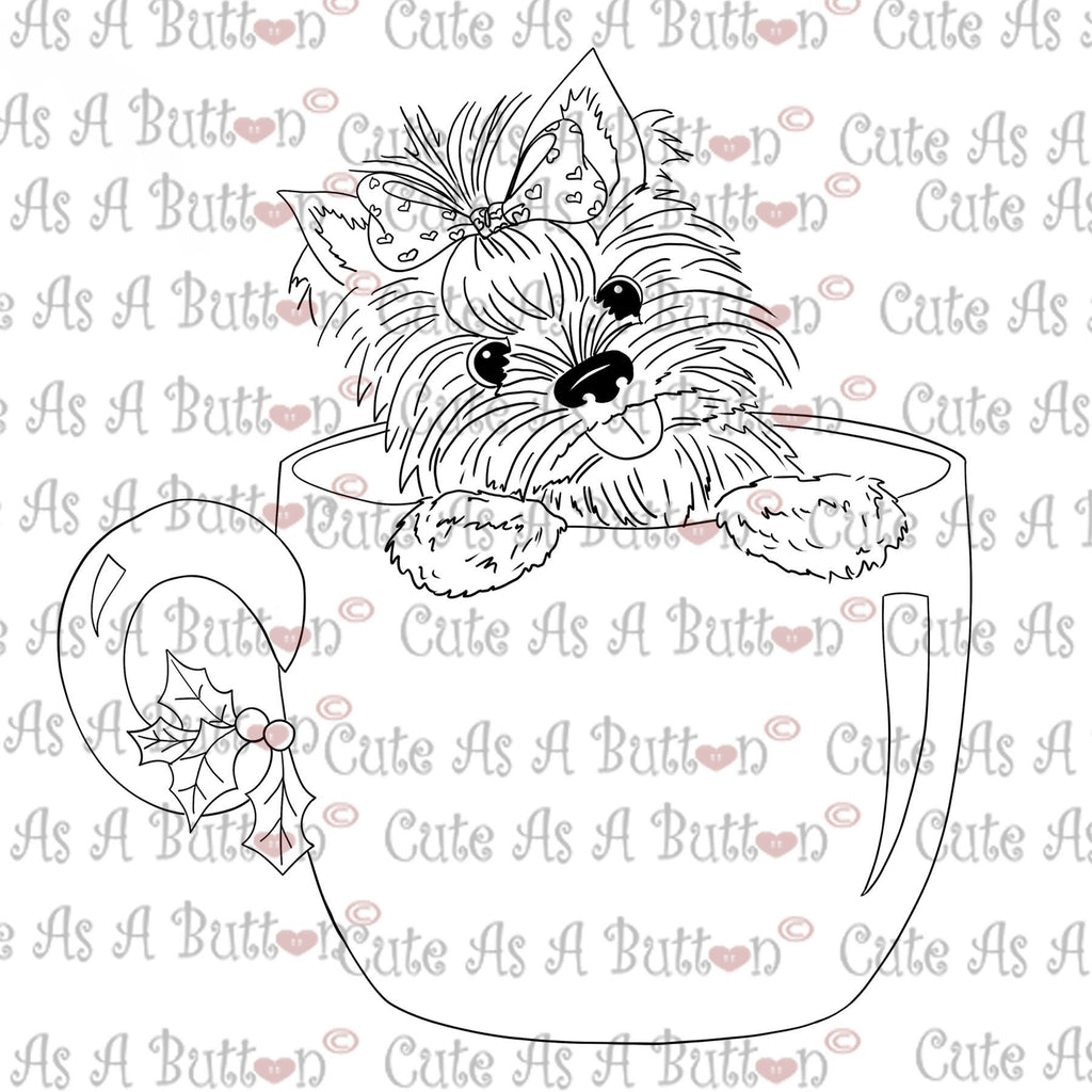 Cute As A Button Digistamps IMG0002 New Year Yorkie Sassy Digistamp