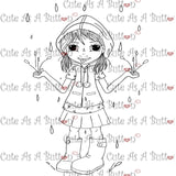 Cute As A Button Digistamps Girl In the Rain
