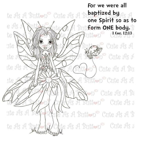Cute As A Button Stamps Bible-Journaling Butterfly Fairy Digistamp