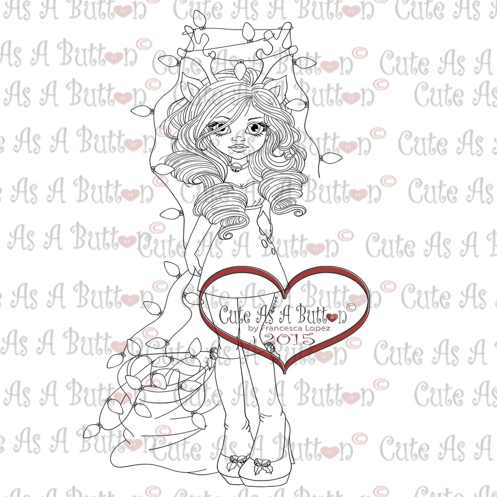 Cute As A Button Digistamps IMG00317 Tangled Lights Digital Stamp