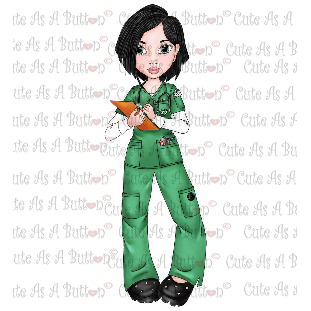 IMG00046 Pre-Colored Nurse Genevieve-Asian Digital Digi Stamp