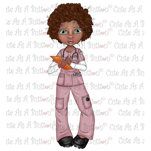 IMG00046 Pre-Colored Nurse Genevieve-African American Digital Digi Stamp
