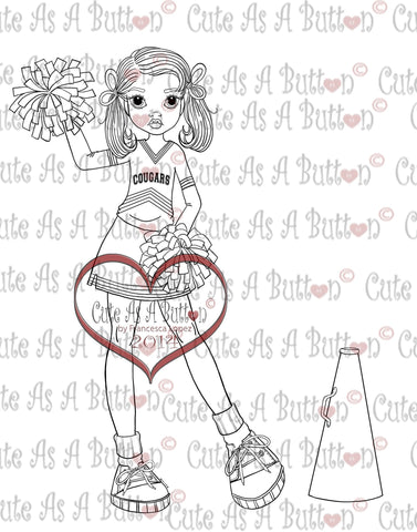 Cute As A Button DigistampsIMG00119 Cheerleader Line Art Digi Stamp