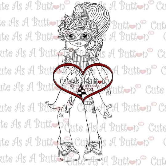 Cute As A Button Stamps Harlequin Digistamp