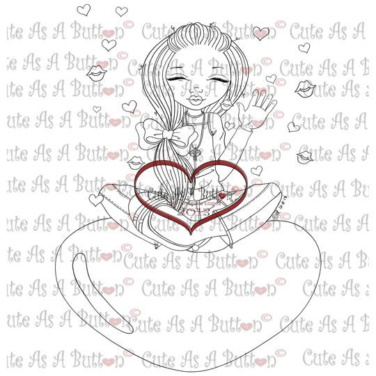 Cute As A Button Stamps Valentine Kisses Digistamp