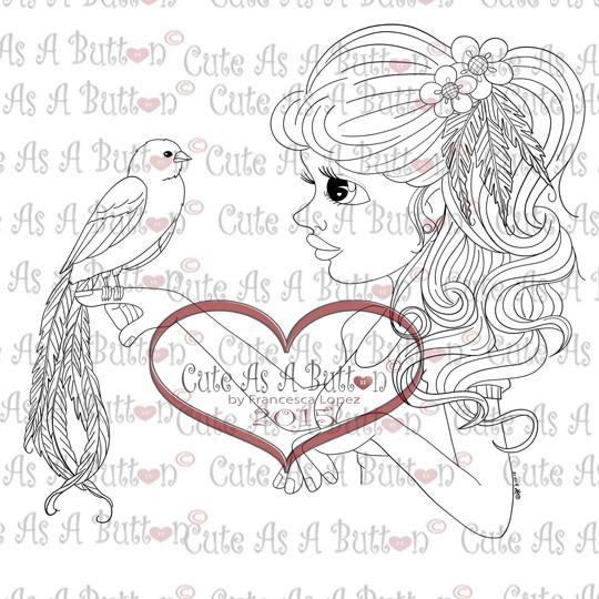 Cute As A Button Digistamps IMG00276 Birds of A Feather Digital Digi Stamp