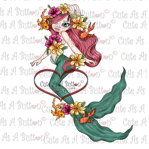 Cute As A Button Digistamps IMG00308 Seaweed Mermaid Digi Stamp
