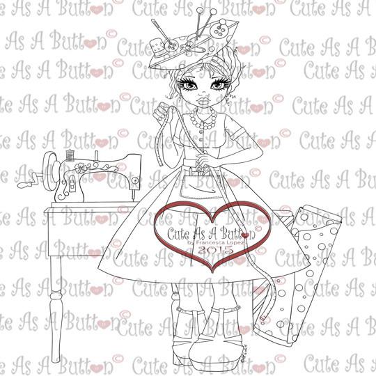 Cute As A Button Digistamps IMG00309 Sewing Susan Digi Stamp