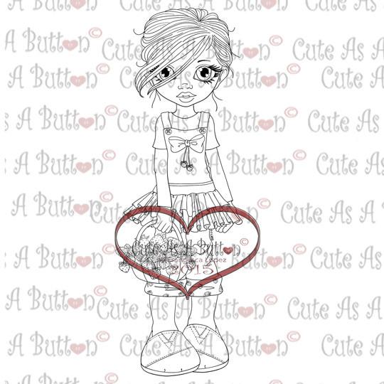 Cute As A Button Digistamps IMG00310 Strawberry Pickin Digi Stamp