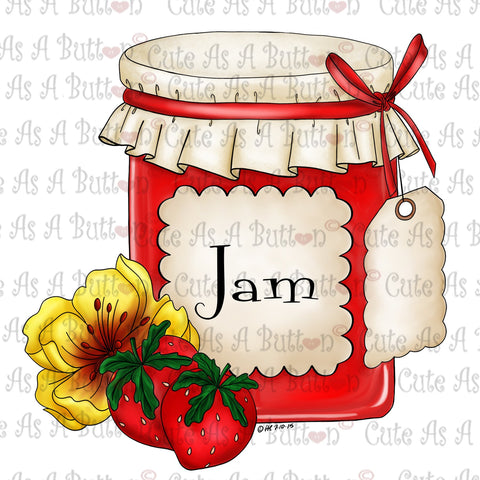 IMG00319 Pre-Colored Strawberry Jam Digital Stamp