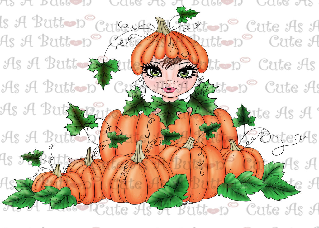 Cute As A Button Digistamps IMG00320 Pre-Colored Pumpkin Patch Digital Stamp