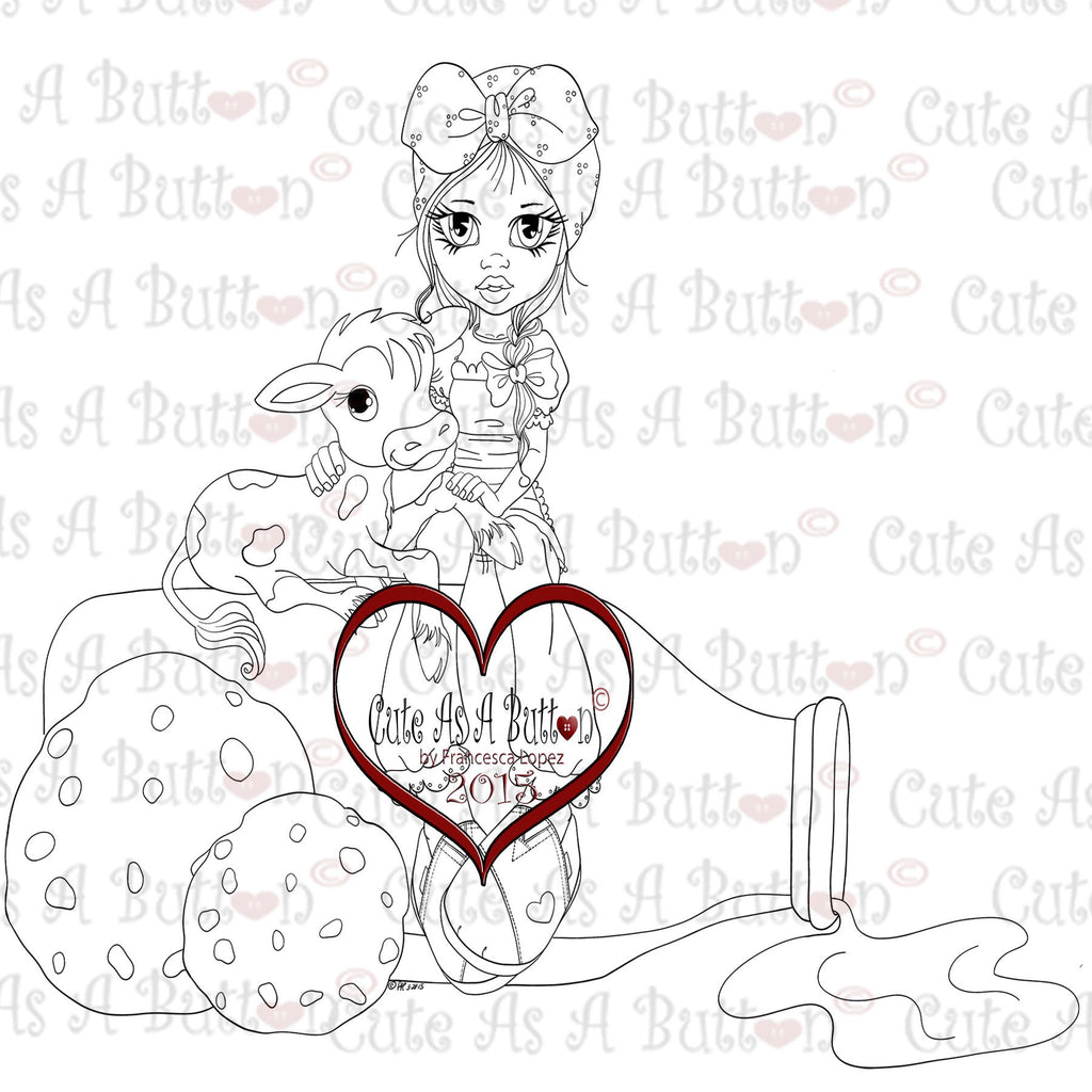 Cute As A Button Digistamps IMG00321 Milk and Cookies Digi Stamp