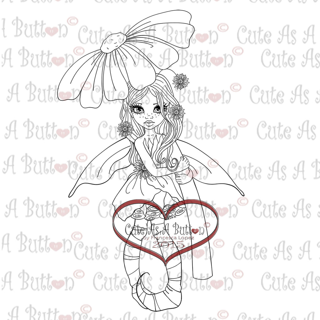 Cute As A Button Digistamp IMG00322 Sunflower Fairy Digi Stamp