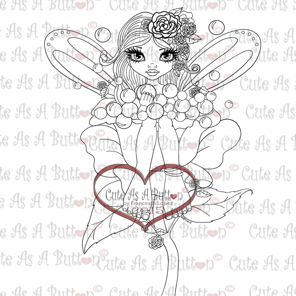 Cute As A Button Digistamp IMG00326 Rose Fairy - Garden Pals Digi Stamp