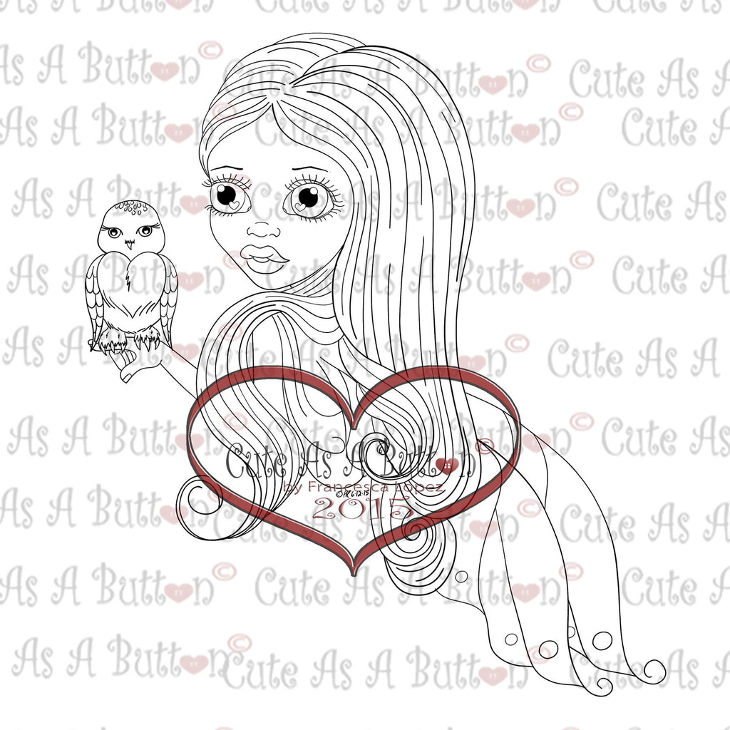 Cute As A Button Digistamp IMG00327 Owl Fairy Digital Stamp