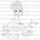 Cute As A Button Digistamps IMG00345 Christmas Holly Fairy Digital Digi Stamp