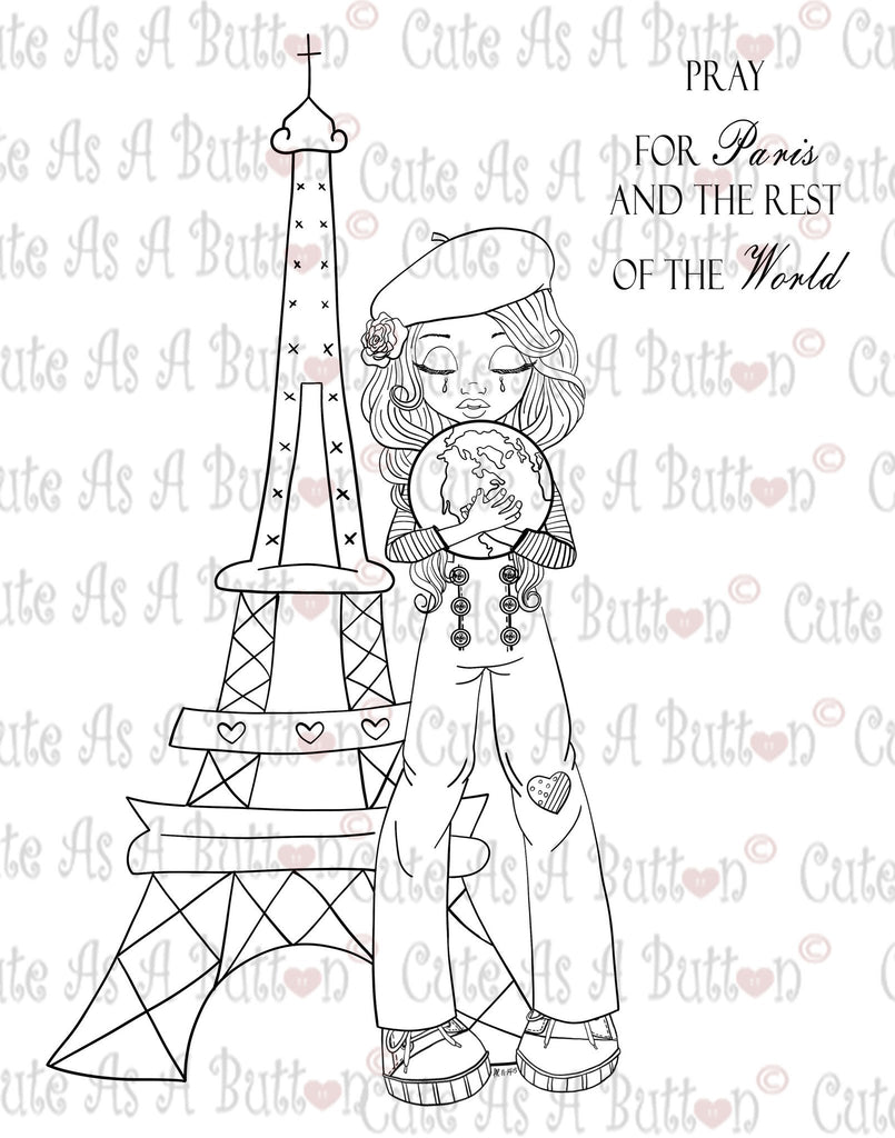 Cute As A Button Digistamps IMG00361 Pray for Paris and the World Do Digital Digi Stamp