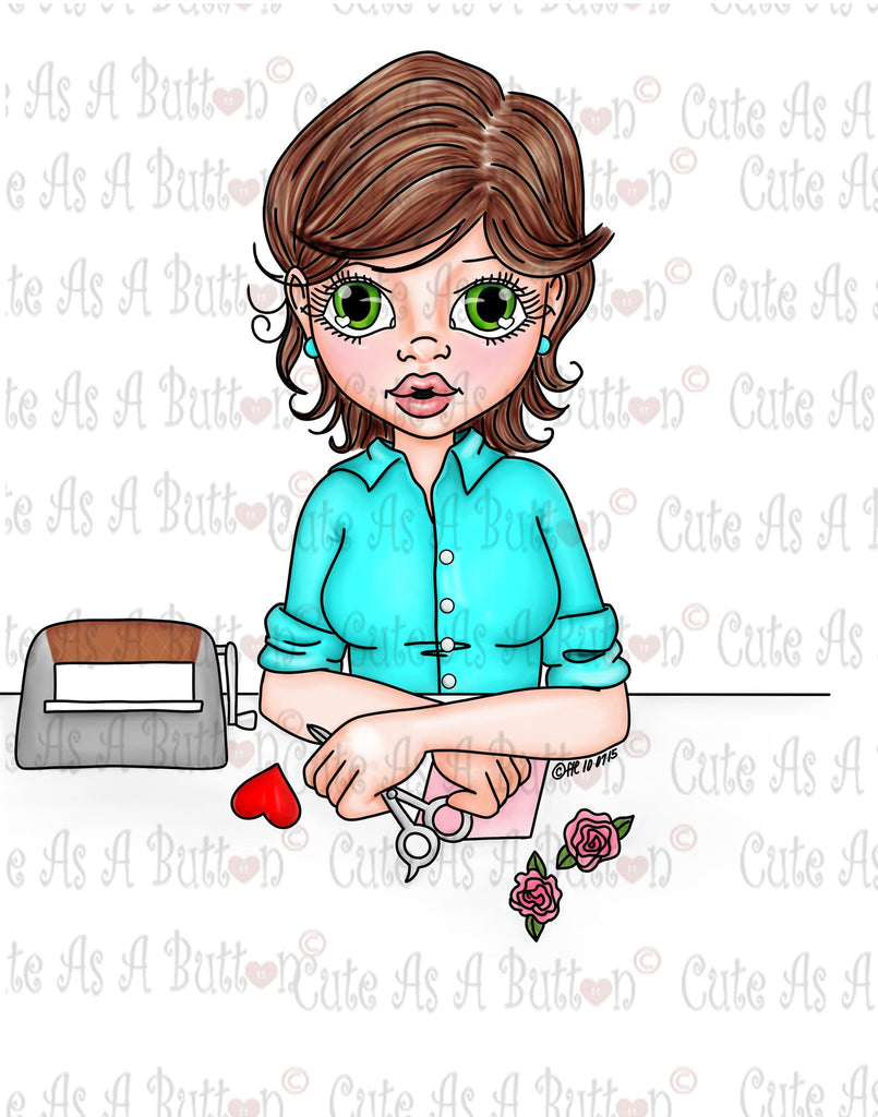 Cute As A Button IMG00363 Pre-Colored Love to Craft Digital Digi Stamp Digital Digi Stamp