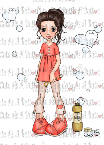 Cute As A Button IMG00373 Pre-Colored Bubble Love Digital Digi Stamp