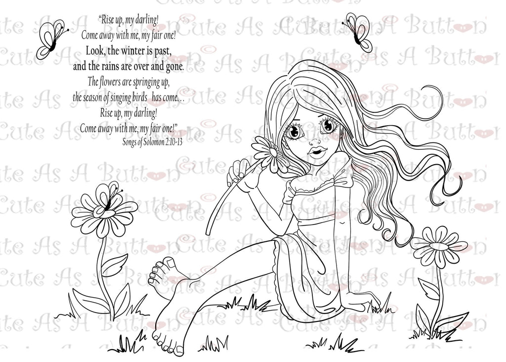 Cute As A Button Designs Bible-Journaling IMG00404 Rise Up My Love Digital Digi Stamp