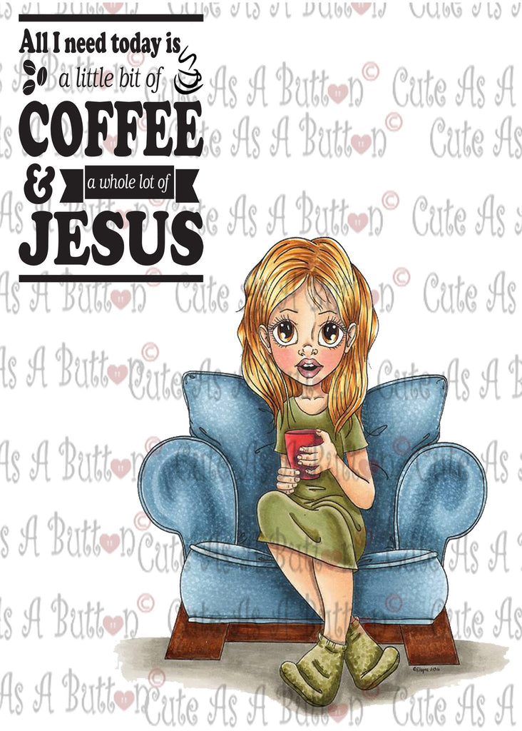 IMG00436 A Bit Of Coffee A Whole Lot Of Jesus - Bible Journaling Digital Digi Stamp