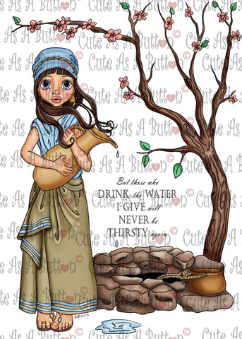 Cute As A Button Designs IMG0444-Woman-at-the-Well Digital Digi Stamp