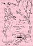 Cute As A Button Designs IMG00444 Woman at the Well - Bible Journaling Bookmark Digital Digi Stamp