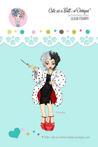 Cute As A Button Stamps RS00323 Cruella Clear Cling Rubber Stamp