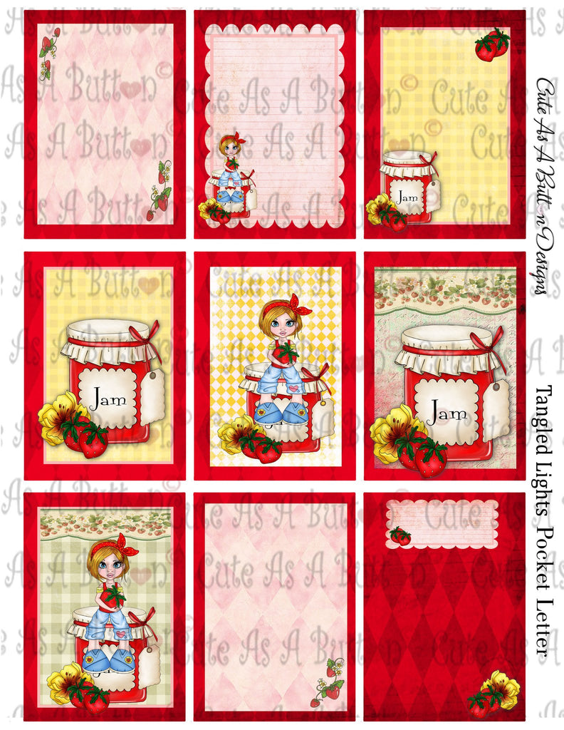 Cute As A Button Designs  Strawberry Jam Pocket Letter KIT Instant Download