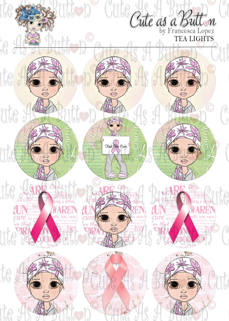 Cute As A Button Designs TL00096 Find A Cure Tea Light Toppers