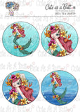 Cute As A Button Designs TL00313 Seaweed Mermaid Tea Light Toppers