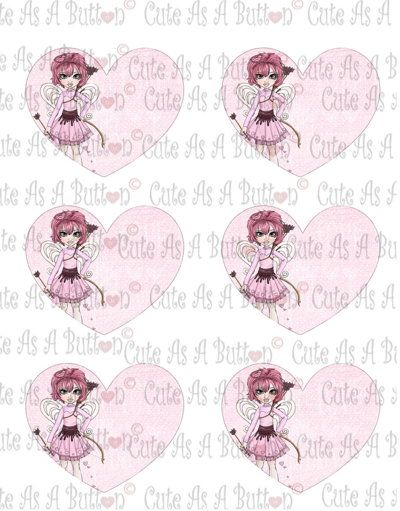 Cute As A Button Designs VH00002 Colored Printable Valentine Hearts CUPID