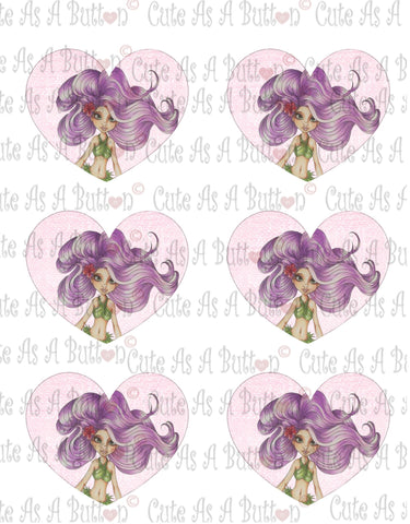 Cute As A Button Designs VH00004 Colored Printable Valentine Hearts HAWAIIAN MERMAID
