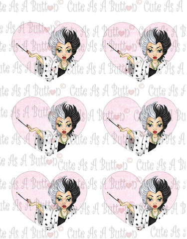 Cute As A Button Designs VH00005 Colored Printable Valentine Hearts CRUELLA
