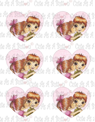 Cute As A Button Designs VH00007 Colored Printable Valentine Hearts KISSING BOOTH