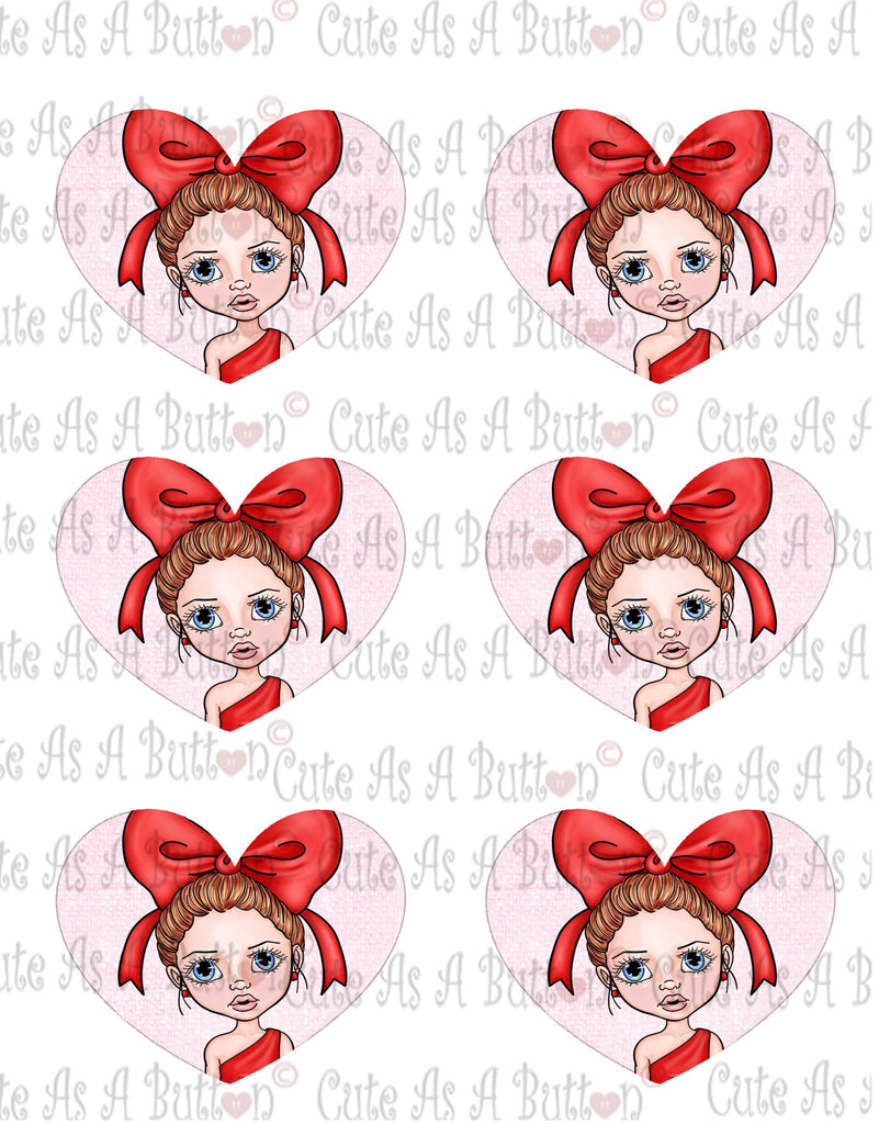 Cute As A Button Designs Cute As A Button Designs VH00009 Colored Printable Valentine Hearts HEART BOW