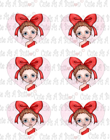 Cute As A Button Designs Cute As A Button Designs VH00009 Colored Printable Valentine Hearts HEART BOW