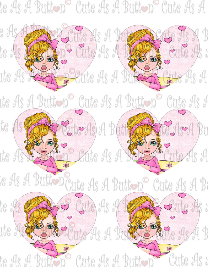 Cute As A Button Designs VH00010 Colored Printable Valentine Hearts THINKING OF YOU