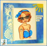Cute As A Button Designs IMG00527 Vintage Beach Beauty Digital Digi Stamp