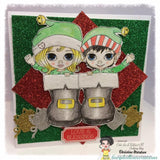 IMG00014 Christmas Elves In Boots Digital Digi Stamp