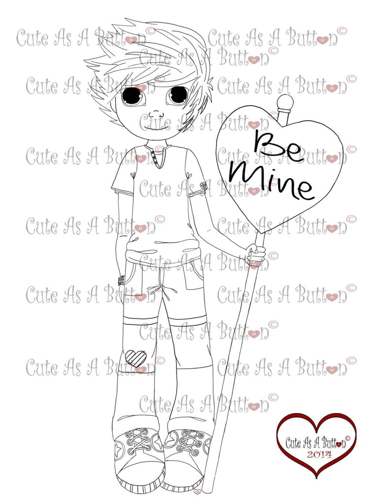 Cute As A Button Stamps Valentine Be Mine Digistamps