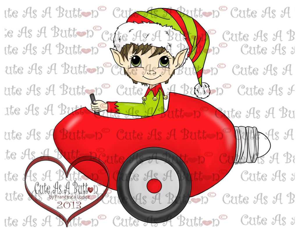 Cute As A Button Digistamps  IMG00124 Pre-colored Christmas Bulb Car Digi Stamp