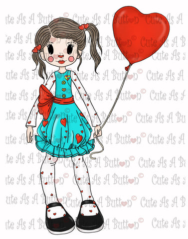 Cute As A Button Digistamps IMG00312 Pre-colored Mopsy Molly Rag Doll Digi Stamp