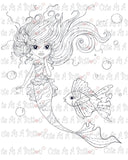Cute As A Button Stamps Mermaid Sophia Digistamp
