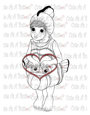 Cute As A Button Stamp Chloe Costume Digistamp