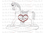 Cute As A Button Stamps Rocking Horse Digistamp