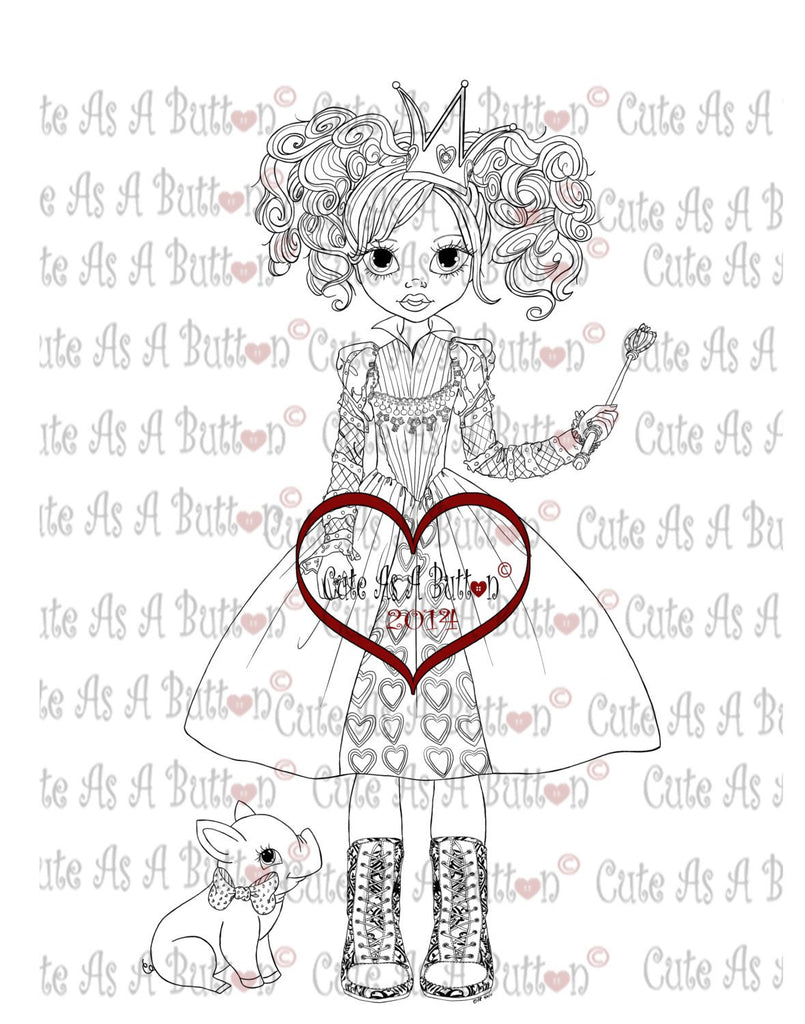 Queen of Hearts Digistamp by Cute As A Button Stamps 