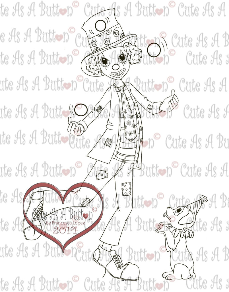 Cute As A Button Stamp Juggling Clown Digistamp